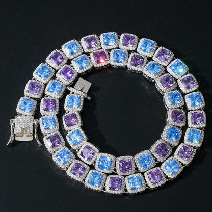 10mm CZ Blue/Purple Square Tennis Chain and Bracelet - Uniquely You Online - Chain and Bracelet