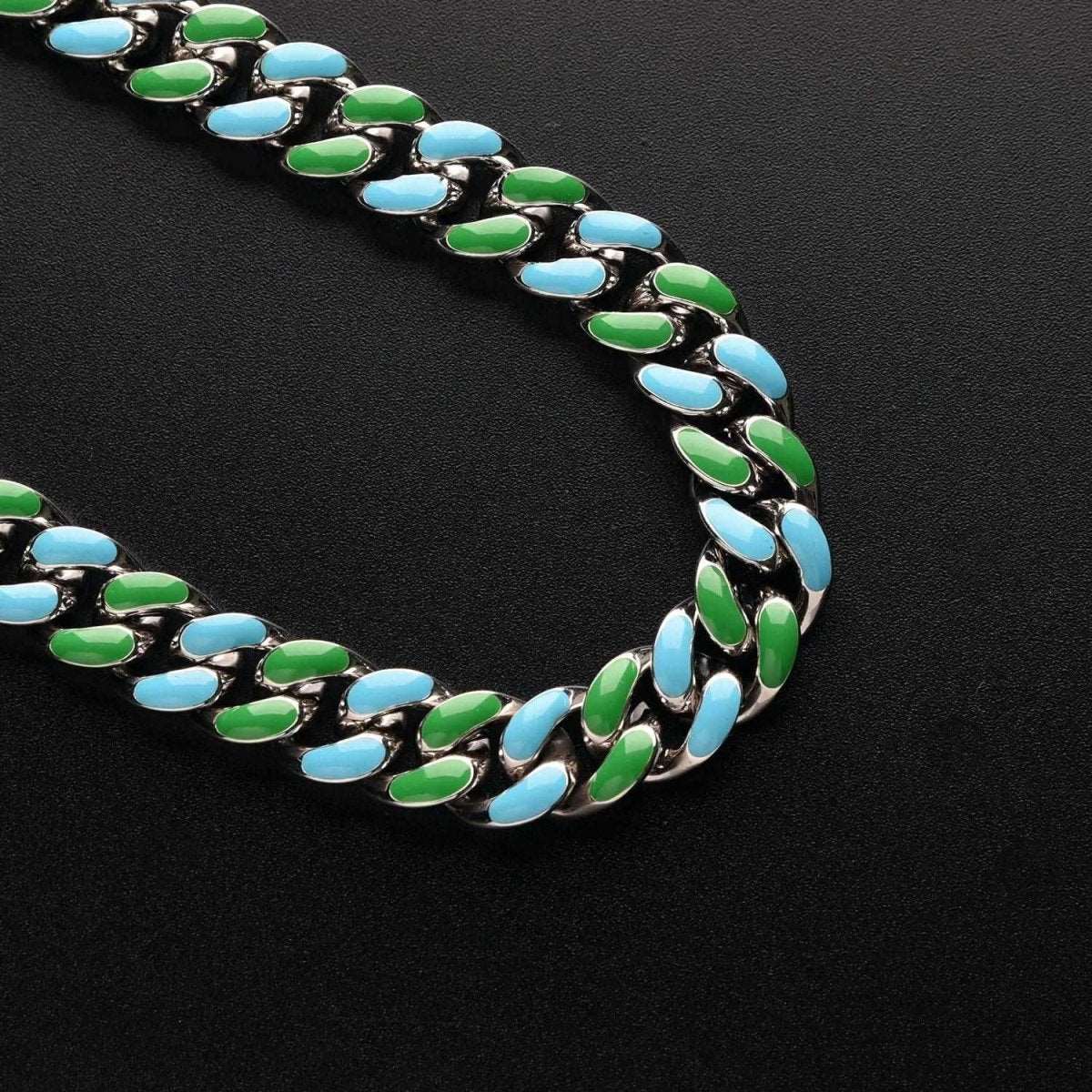 10mm Oil Dripped Enamel Cuban Link Chain and Bracelet - Uniquely You Online - Chain and Bracelet