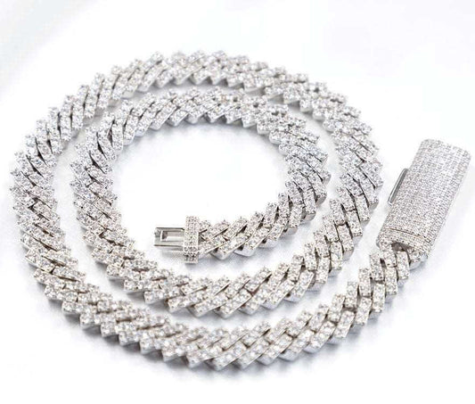 10mm Single Row Moissanite Cuban Link Chain and Bracelet - Uniquely You Online - Chain and Bracelet