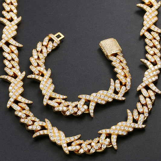 12mm CZ Barbed Cuban Link Chain - Uniquely You Online - Chain and Bracelet