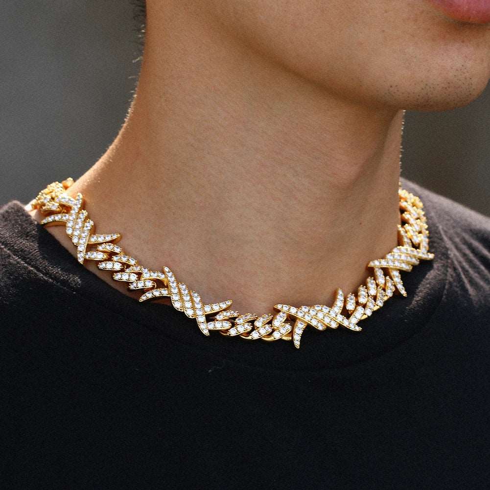 12mm CZ Barbed Cuban Link Chain - Uniquely You Online - Chain and Bracelet
