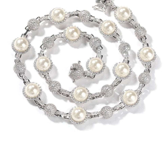 13mm CZ Ball and Pearl Tennis Necklace - Uniquely You Online - Necklace