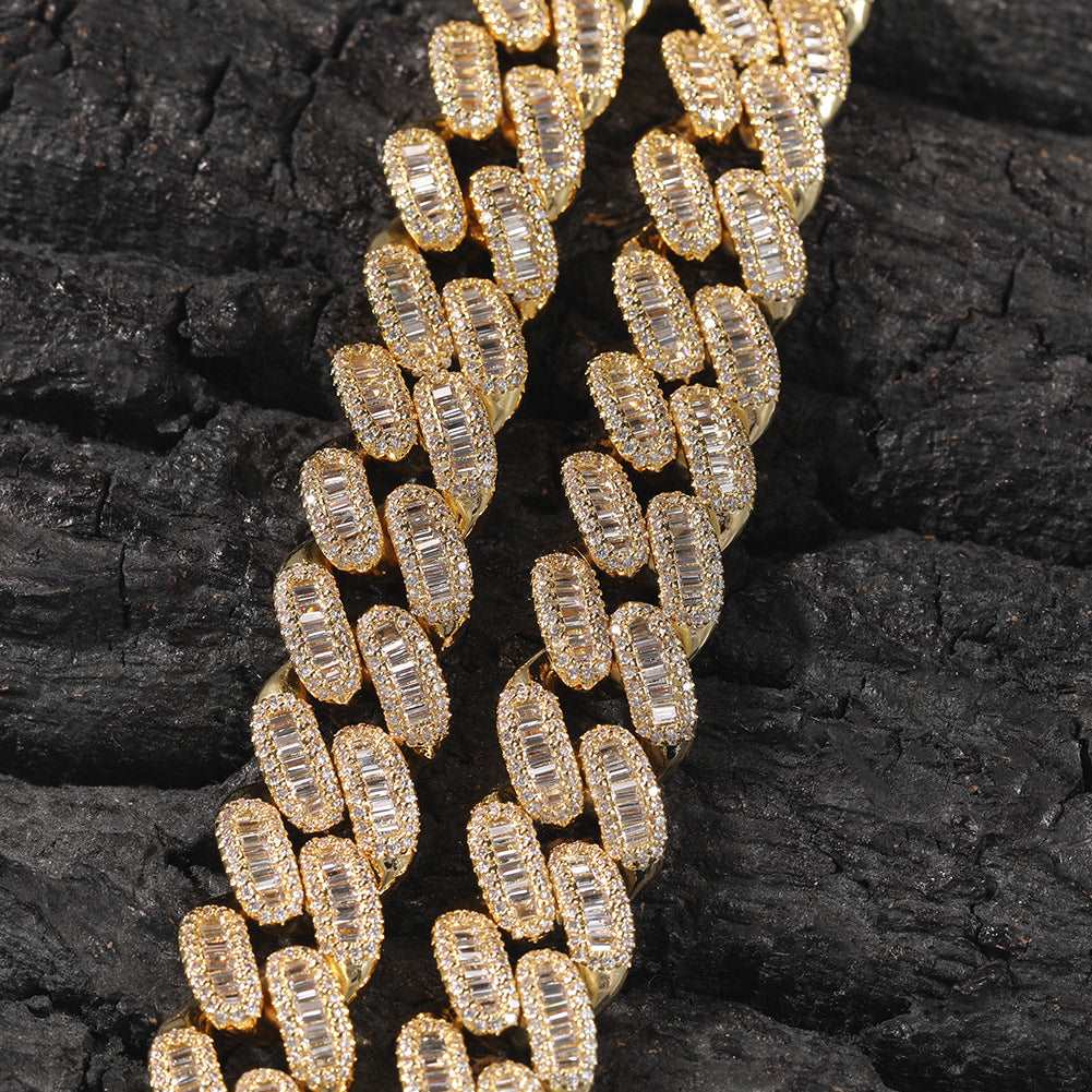 14mm Baguette Cuban Link Chain and Bracelet - Uniquely You Online - Chain and Bracelet