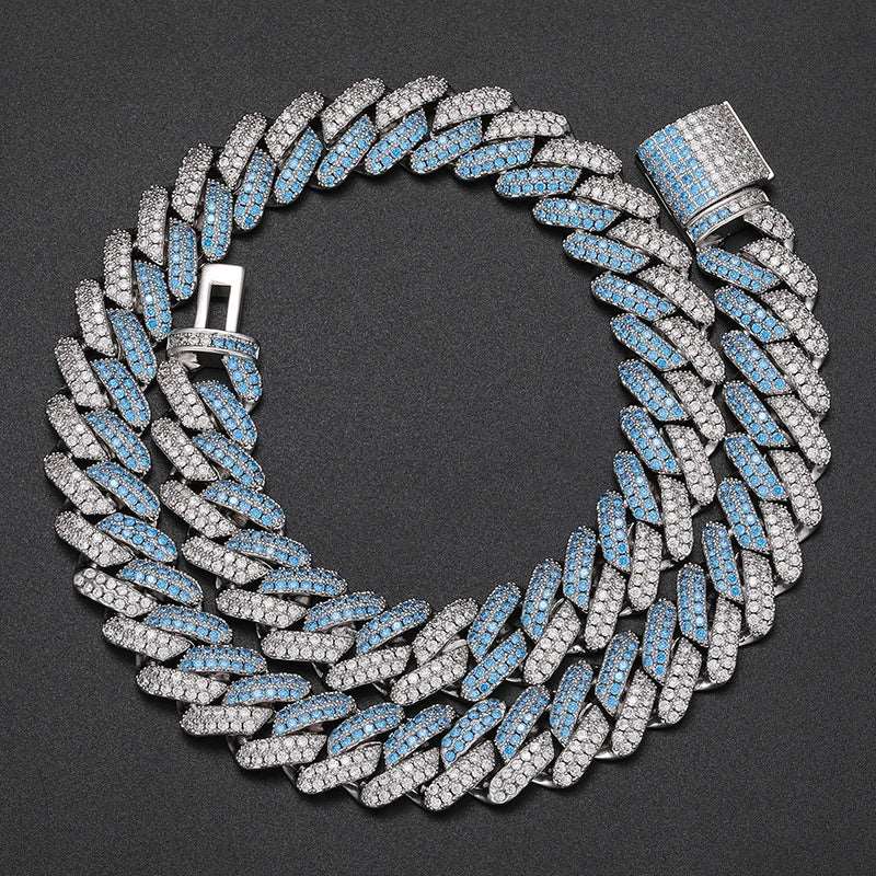 14mm Blue/Pink CZ Cuban Link Chain and Bracelet - Uniquely You Online - Chain and Bracelet