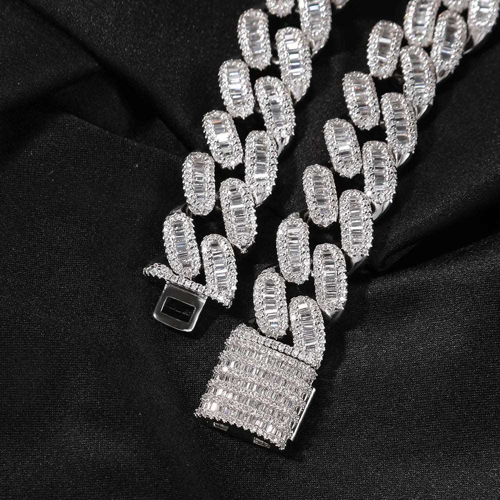 15mm CZ 2-3 Color Baguette Cuban Link Chain - Uniquely You Online - Chain