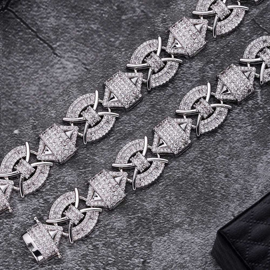15mm CZ Rocky Cluster Link Chain and Bracelet - Uniquely You Online - Chain and Bracelet