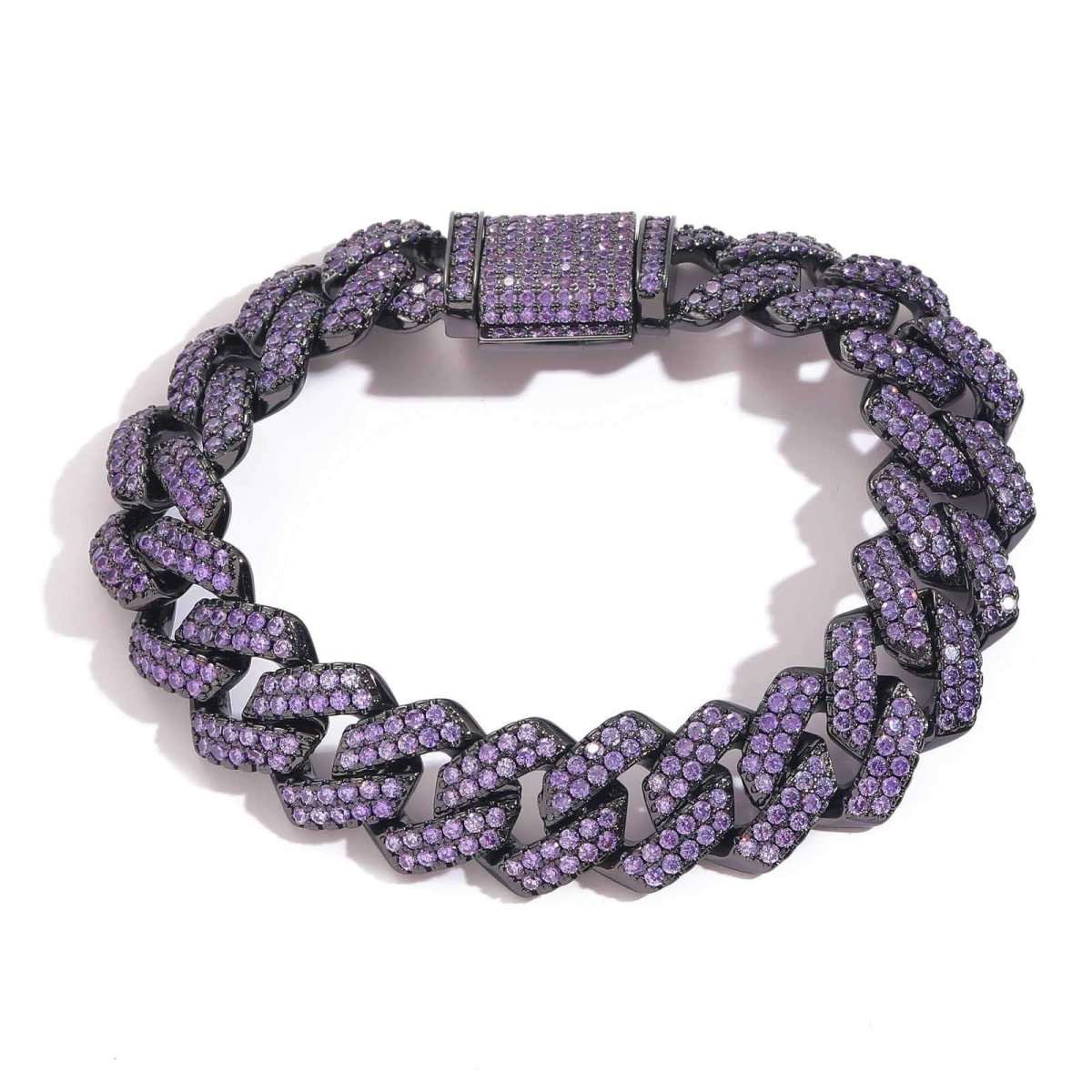 15mm Purple Black Gun Cuban Link Chain and Bracelet - Uniquely You Online - Chain and Bracelet