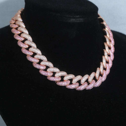 16mm Chunky Pink Two-tone Cuban Link Choker - Uniquely You Online - Necklace