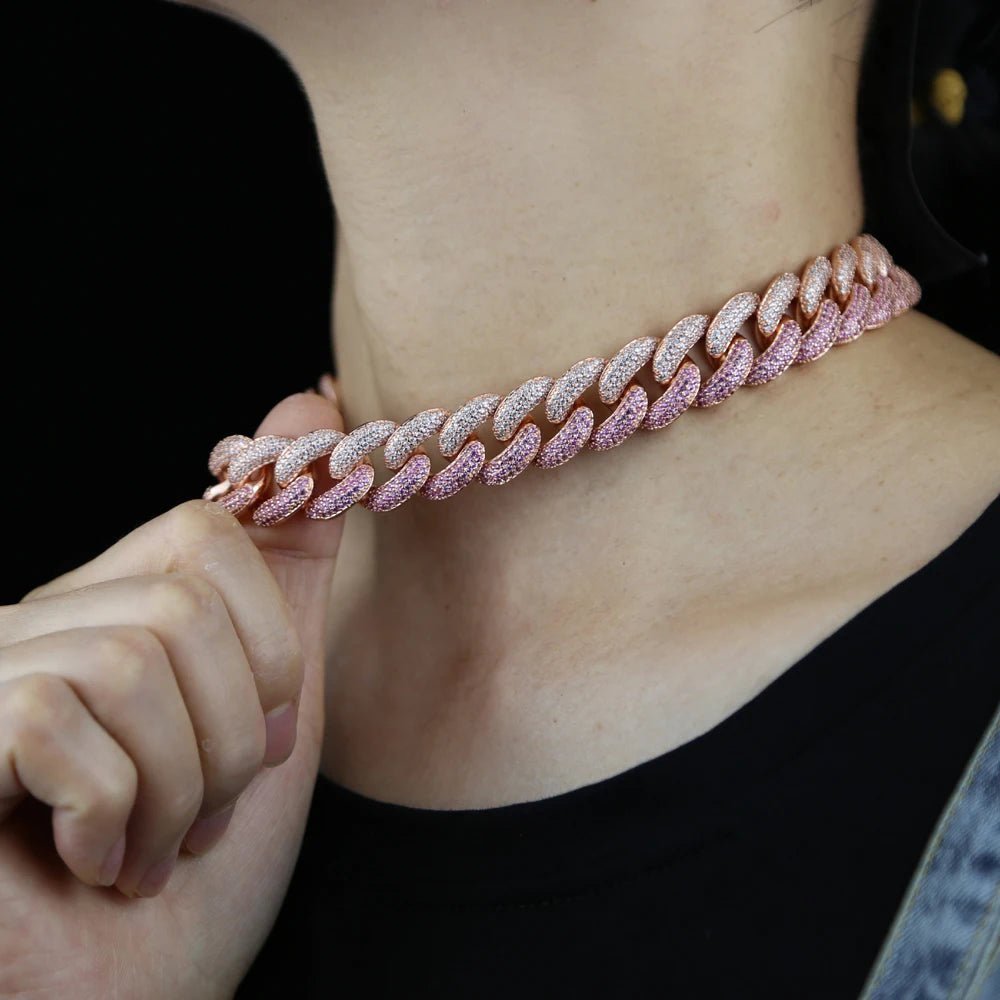 16mm Chunky Pink Two-tone Cuban Link Choker - Uniquely You Online - Necklace