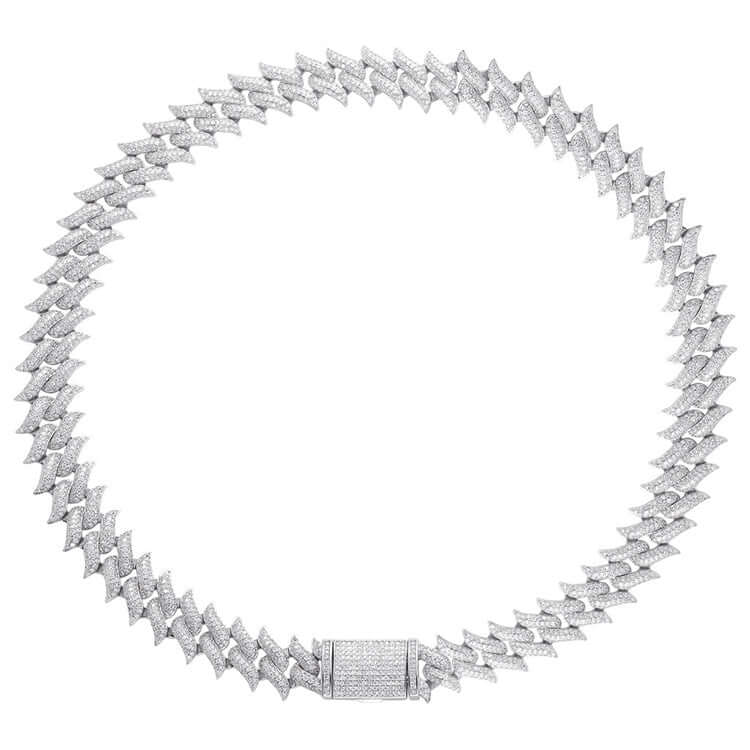 16mm Spiked Moissanite Cuban Link Chain and Bracelet - Uniquely You Online - Chain and Bracelet