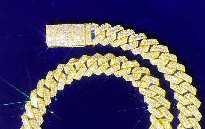 18mm-20mm Moissanite Yellow Cuban Link Chain - Uniquely You Online - Chains