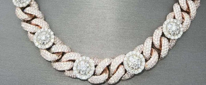 18mm Moissanite Flower Cluster Cuban Link Chain and Bracelet - Uniquely You Online - Chain and Bracelet