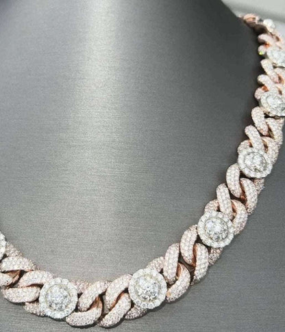 18mm Moissanite Flower Cluster Cuban Link Chain and Bracelet - Uniquely You Online - Chain and Bracelet