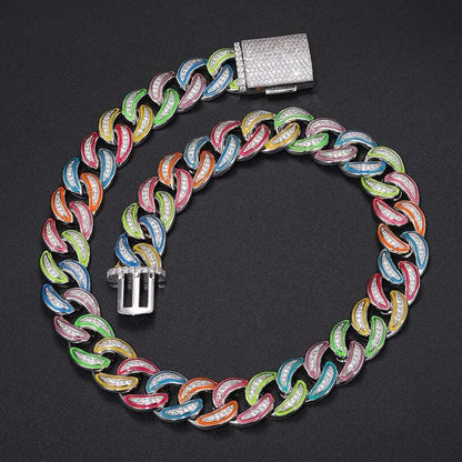18mm Moissanite Glow Baguette Cuban Link Chain and Bracelet - Uniquely You Online - Chain and Bracelet