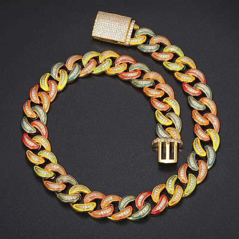18mm Moissanite Glow Baguette Cuban Link Chain and Bracelet - Uniquely You Online - Chain and Bracelet
