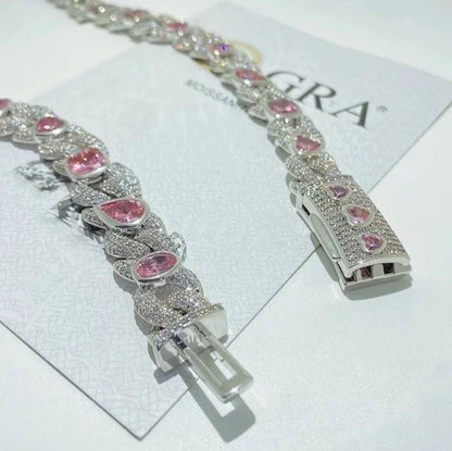 18mm Moissanite Pink Shapes Cuban Link Chain - Uniquely You Online - Necklace