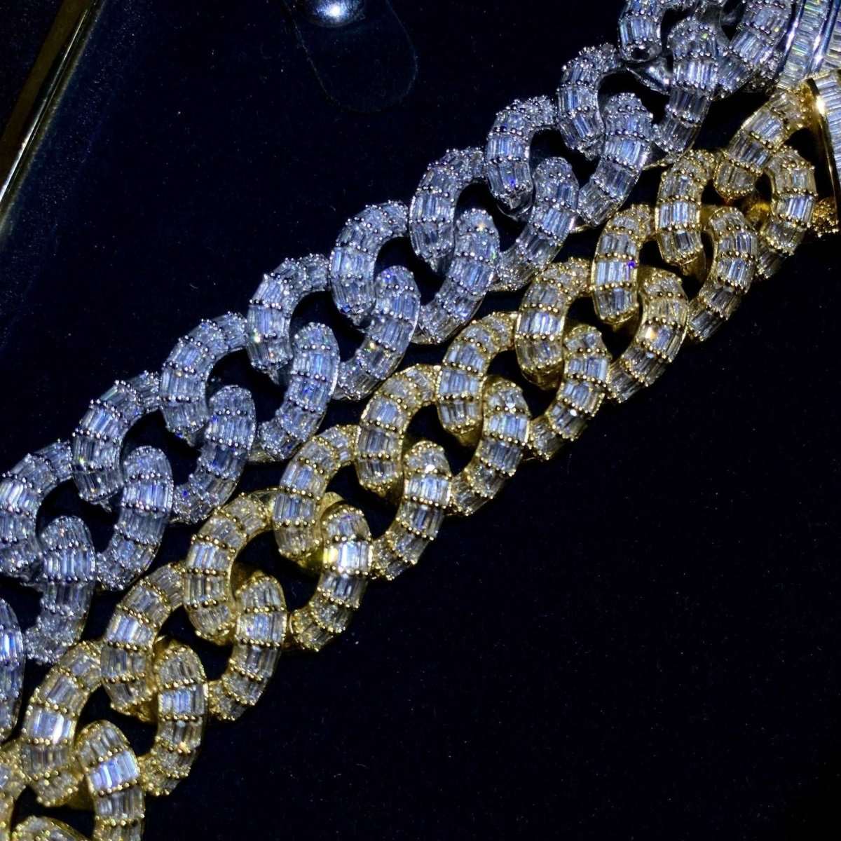 19mm CZ Textured Baguette Cuban Link Chain and Bracelet - Uniquely You Online - Chain and Bracelet