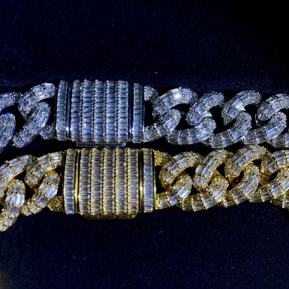 19mm CZ Textured Baguette Cuban Link Chain and Bracelet - Uniquely You Online - Chain and Bracelet