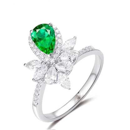 1ct Emerald Flower Tear Drop Ring - Uniquely You Online - Ring