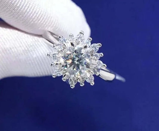 1ct Moissanite Flower Ring - Uniquely You Online - Ring