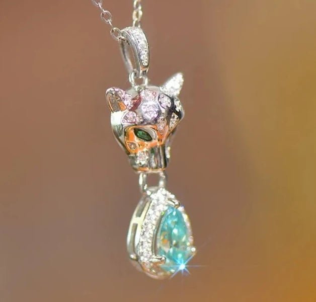 1ct Water Drop Moissanite Leopard Head Pendant with Necklace - Uniquely You Online - Pendant with Necklace