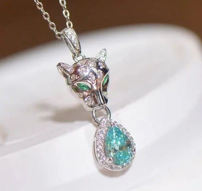 1ct Water Drop Moissanite Leopard Head Pendant with Necklace - Uniquely You Online - Pendant with Necklace