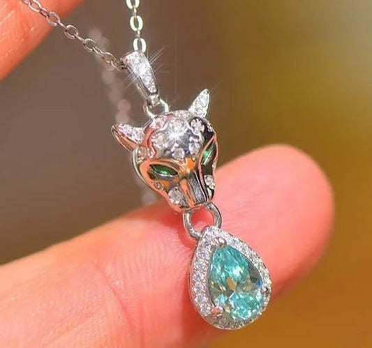 1ct Water Drop Moissanite Leopard Head Pendant with Necklace - Uniquely You Online - Pendant with Necklace