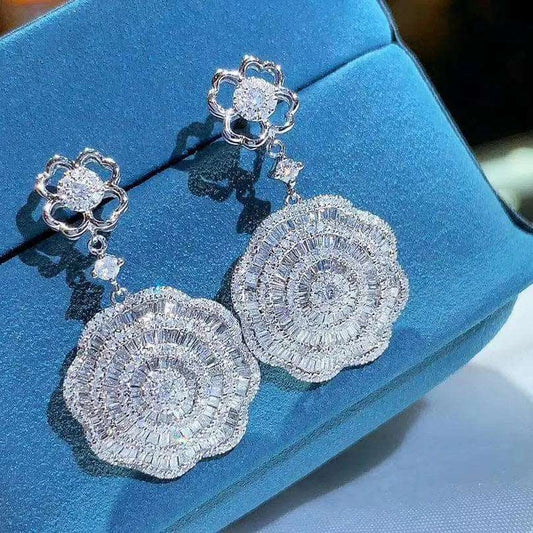 2.0ct Flower Cluster Baguette Diamond Drop Earrings - Uniquely You Online - Earrings