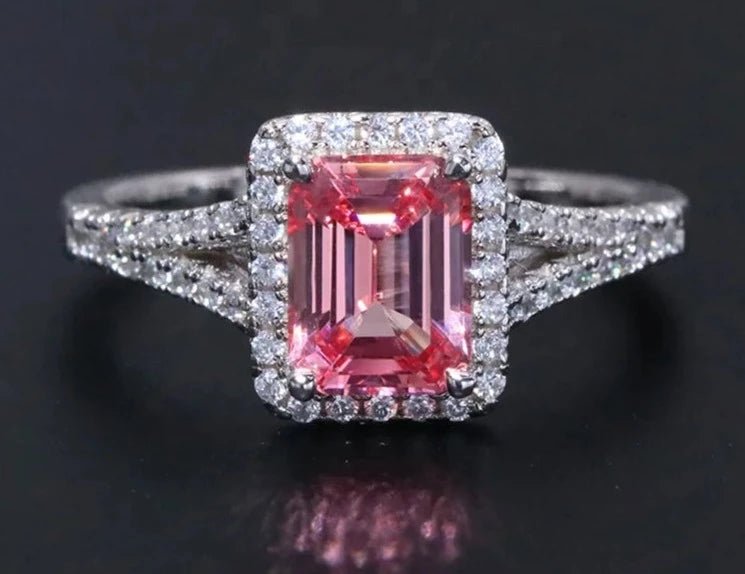 2ct Pink Sapphire Emerald Cut Ring - Uniquely You Online - Ring