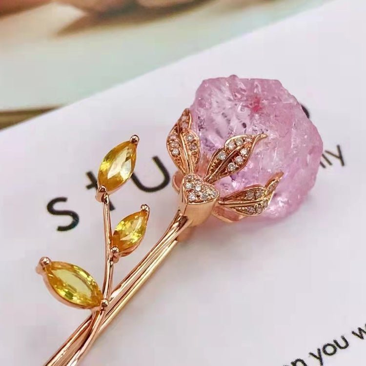 3.89ct Pink Morganite Rose Brooch - Uniquely You Online - Brooch