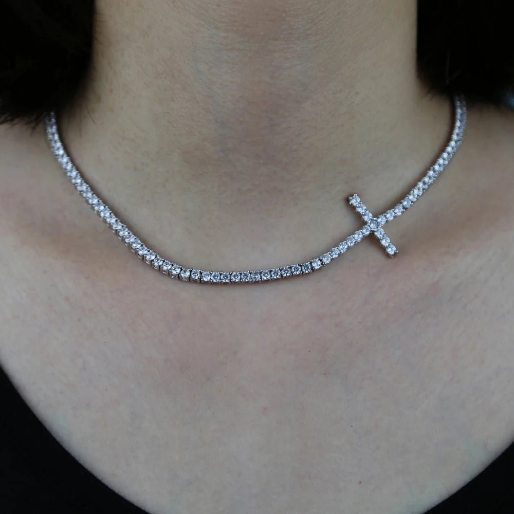 3mm CZ Cross Tennis Necklace - Uniquely You Online - Necklace