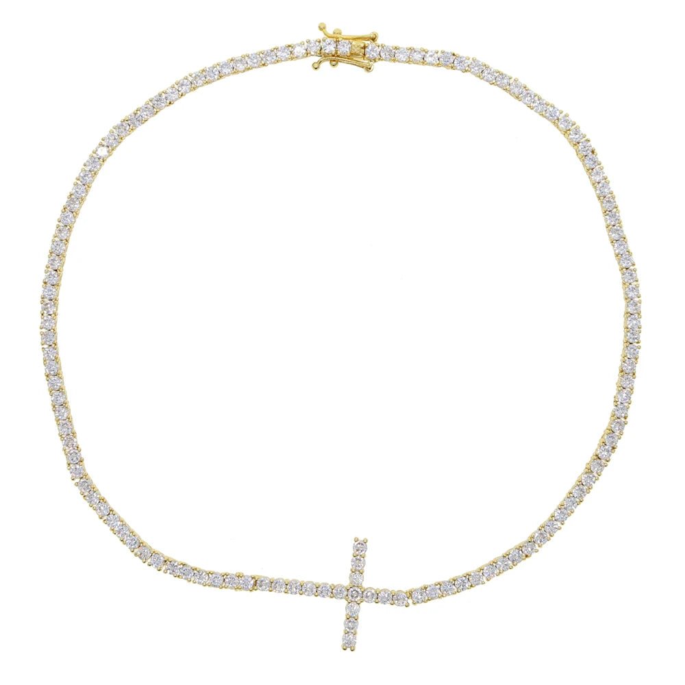 3mm CZ Cross Tennis Necklace - Uniquely You Online - Necklace