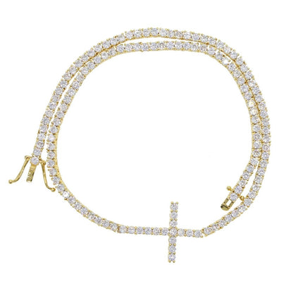 3mm CZ Cross Tennis Necklace - Uniquely You Online - Necklace