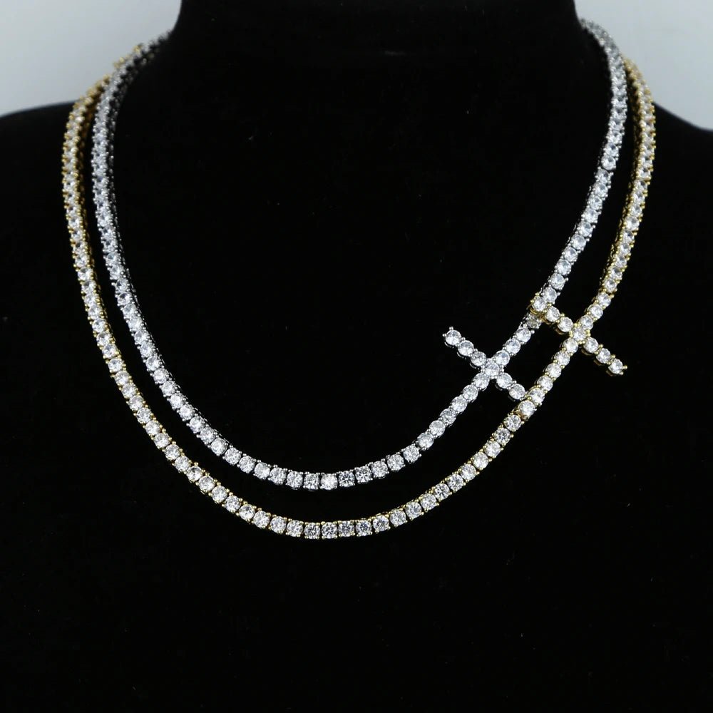 3mm CZ Cross Tennis Necklace - Uniquely You Online - Necklace