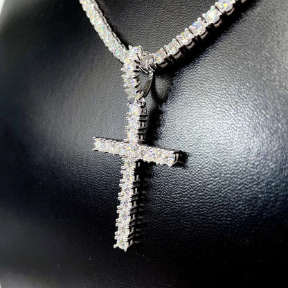 3mm Moissanite Cross and Tennis Necklace - Uniquely You Online - Pendant and Necklace