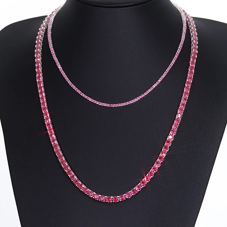 3mm/4mm/5mm Red Corundum Tennis Chain and Bracelet - Uniquely You Online - Chain and Bracelet