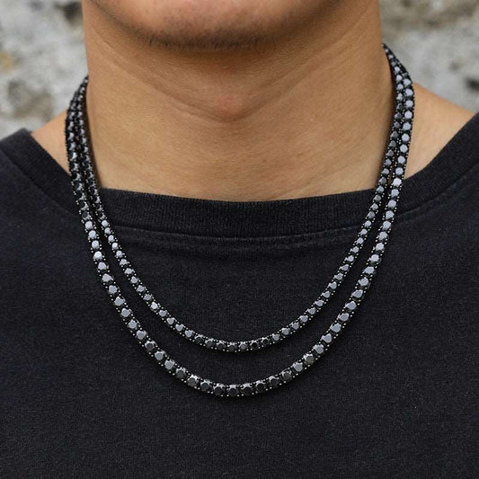 4mm/5mm Black Moissanite Tennis Necklace and Bracelet - Uniquely You Online -