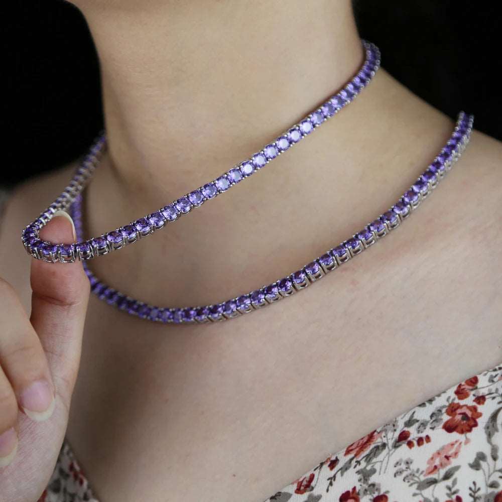 5mm CZ Round Purple Tennis Necklace - Uniquely You Online - Necklace