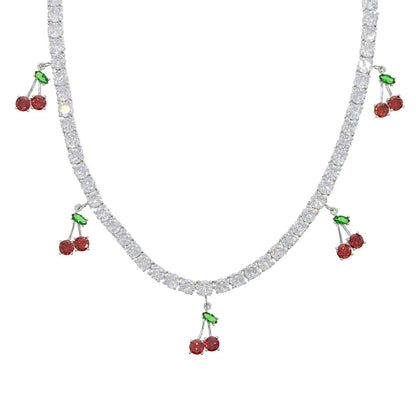 5mm CZ Tennis Cherry Charm Choker - Uniquely You Online - Necklace