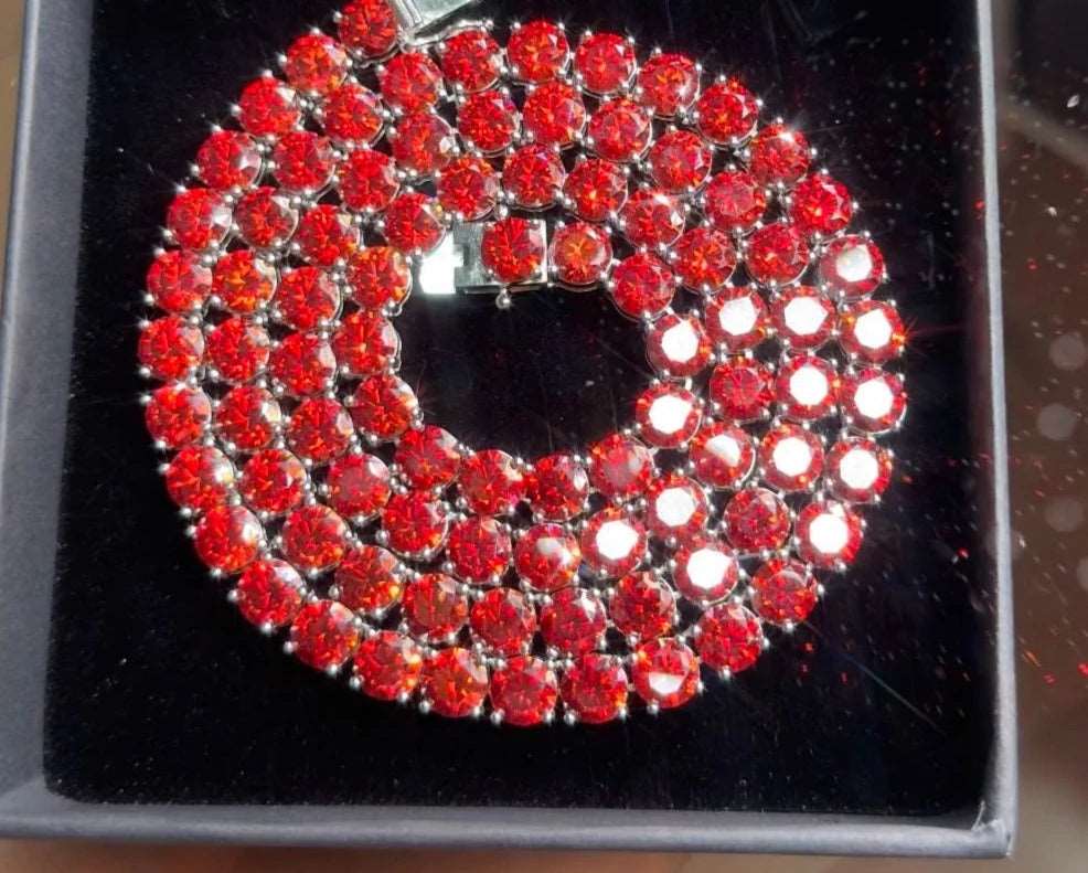 6.5mm Garnet Red Moissanite Tennis Necklace and Bracelet - Uniquely You Online - Chain and Bracelet