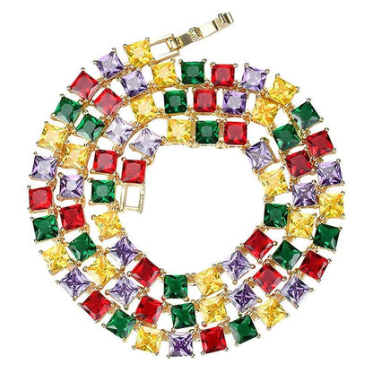 6mm CZ Colorful Square Tennis Necklace - Uniquely You Online - Necklace