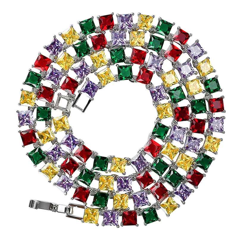 6mm CZ Colorful Square Tennis Necklace - Uniquely You Online - Necklace
