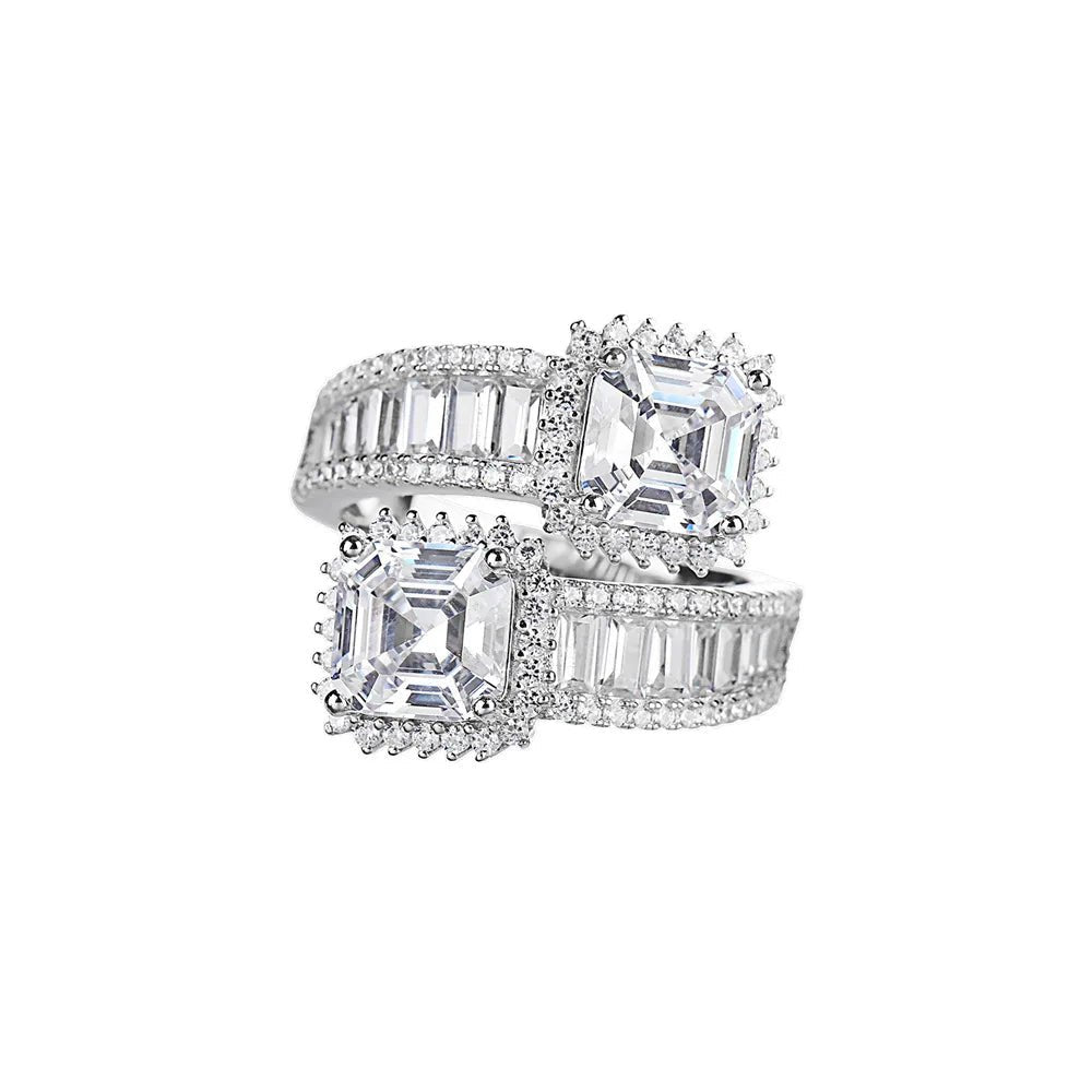 7mm CZ Double Asscher Cut Wrap Ring - Uniquely You Online - Ring