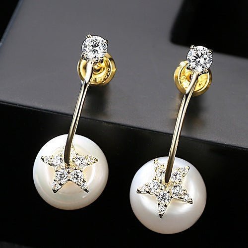 8-9mm CZ Star Natural Pearl Earrings - Uniquely You Online - Earrings