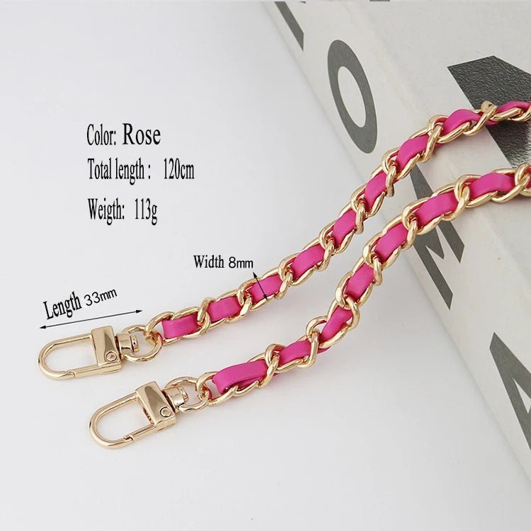 8mm 1.2m Pu Leather Metal Chain Bag Strap - Uniquely You Online - Bag Straps