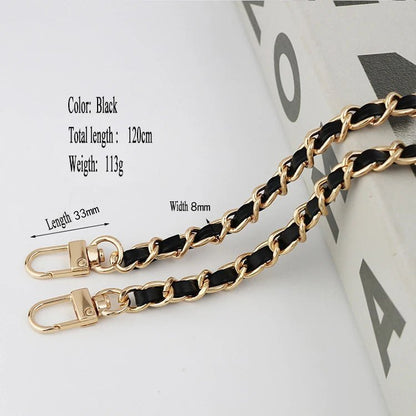 8mm 1.2m Pu Leather Metal Chain Bag Strap - Uniquely You Online - Bag Straps