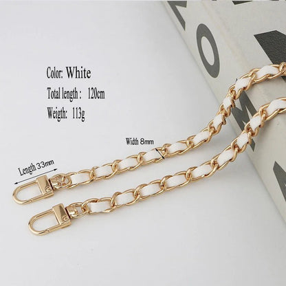 8mm 1.2m Pu Leather Metal Chain Bag Strap - Uniquely You Online - Bag Straps