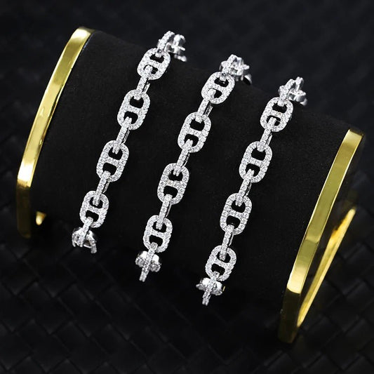 8mm Pig Nose Moissanite Link Chain and Bracelet - Uniquely You Online - Chain and Bracelet