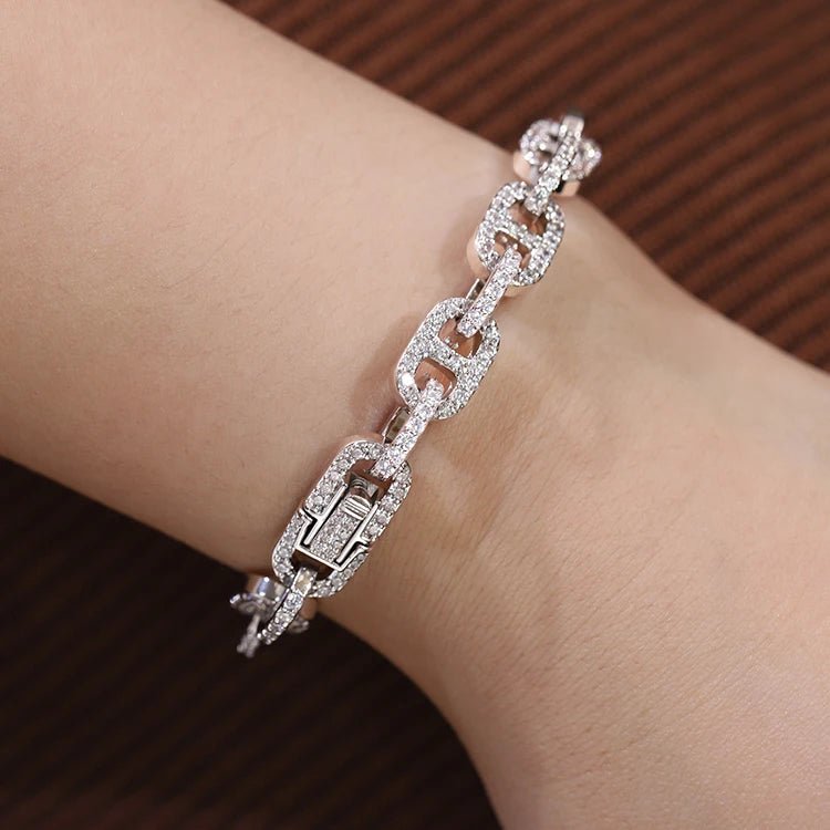 8mm Pig Nose Moissanite Link Chain and Bracelet - Uniquely You Online - Chain and Bracelet