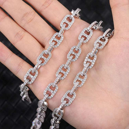 8mm Pig Nose Moissanite Link Chain and Bracelet - Uniquely You Online - Chain and Bracelet